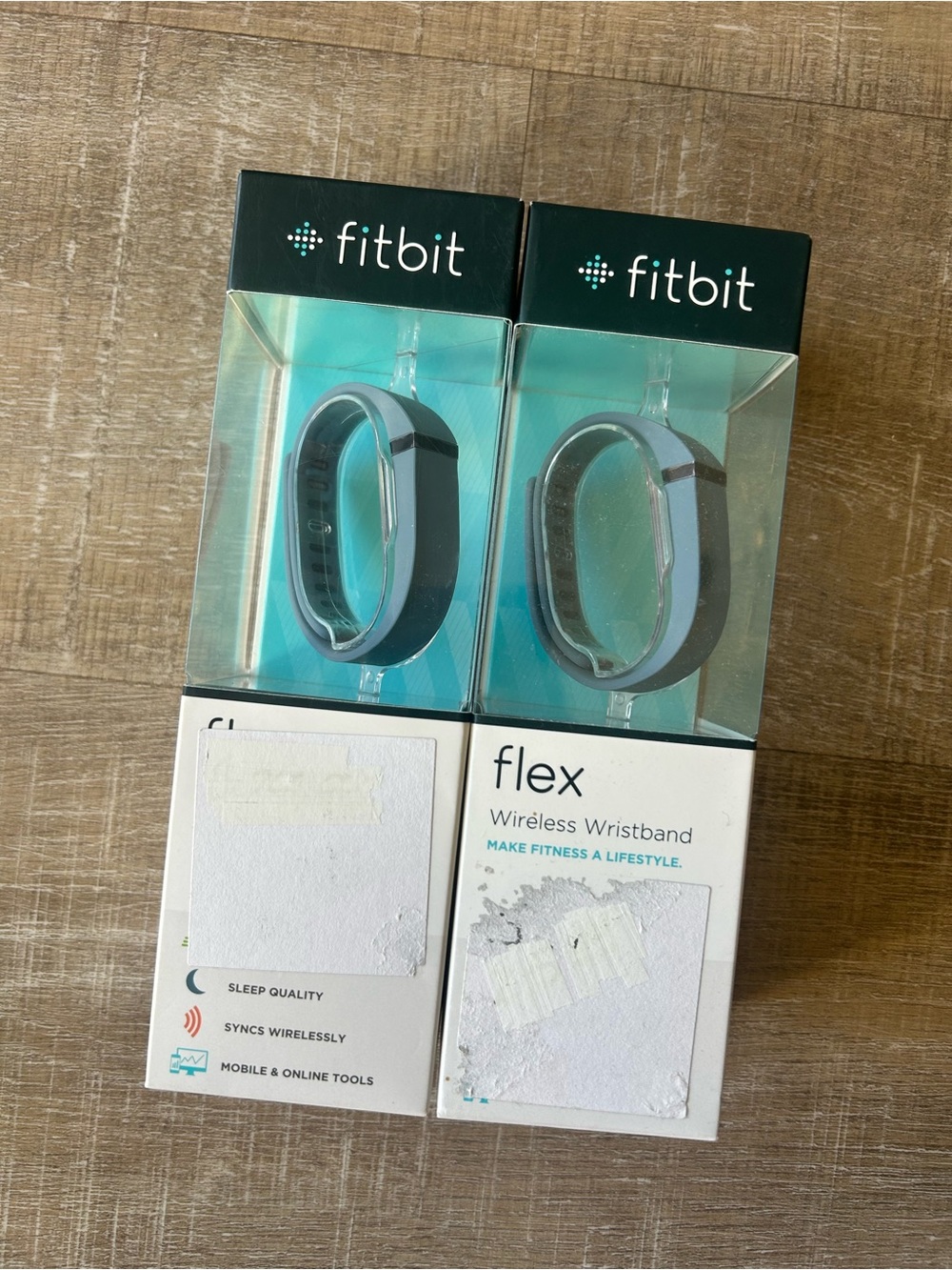 Fitbit Flex FB401 Activity Tracker Lot of 2 Blue Slate NEW SEALED NOS